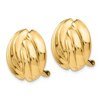 14K 19mm Yellow Gold Polished Swirl Omega Back Non-pierced Earrings view 2