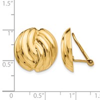 14K 19mm Yellow Gold Polished Swirl Omega Back Non-pierced Earrings view 4