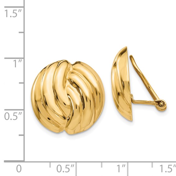 Gold Wavy Non-pierced Clip Earrings
