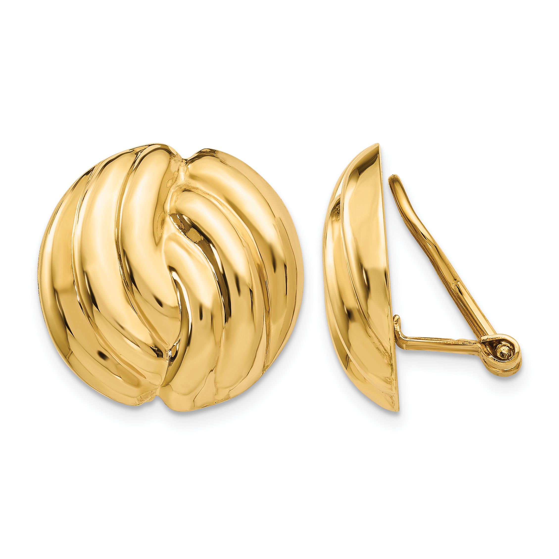 14k Omega Clip Polished Non-pierced Earrings (H914)