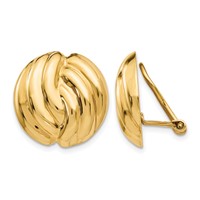 14K 19mm Yellow Gold Polished Swirl Omega Back Non-pierced Earrings view 1