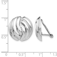 14K White Gold 19mm Polished Swirl Omega Back Non-pierced Earrings view 4