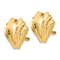 14K Yellow Gold Polished Fan Omega Back Non-pierced Earrings view 2