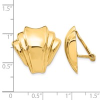 14K Yellow Gold Polished Fan Omega Back Non-pierced Earrings view 4