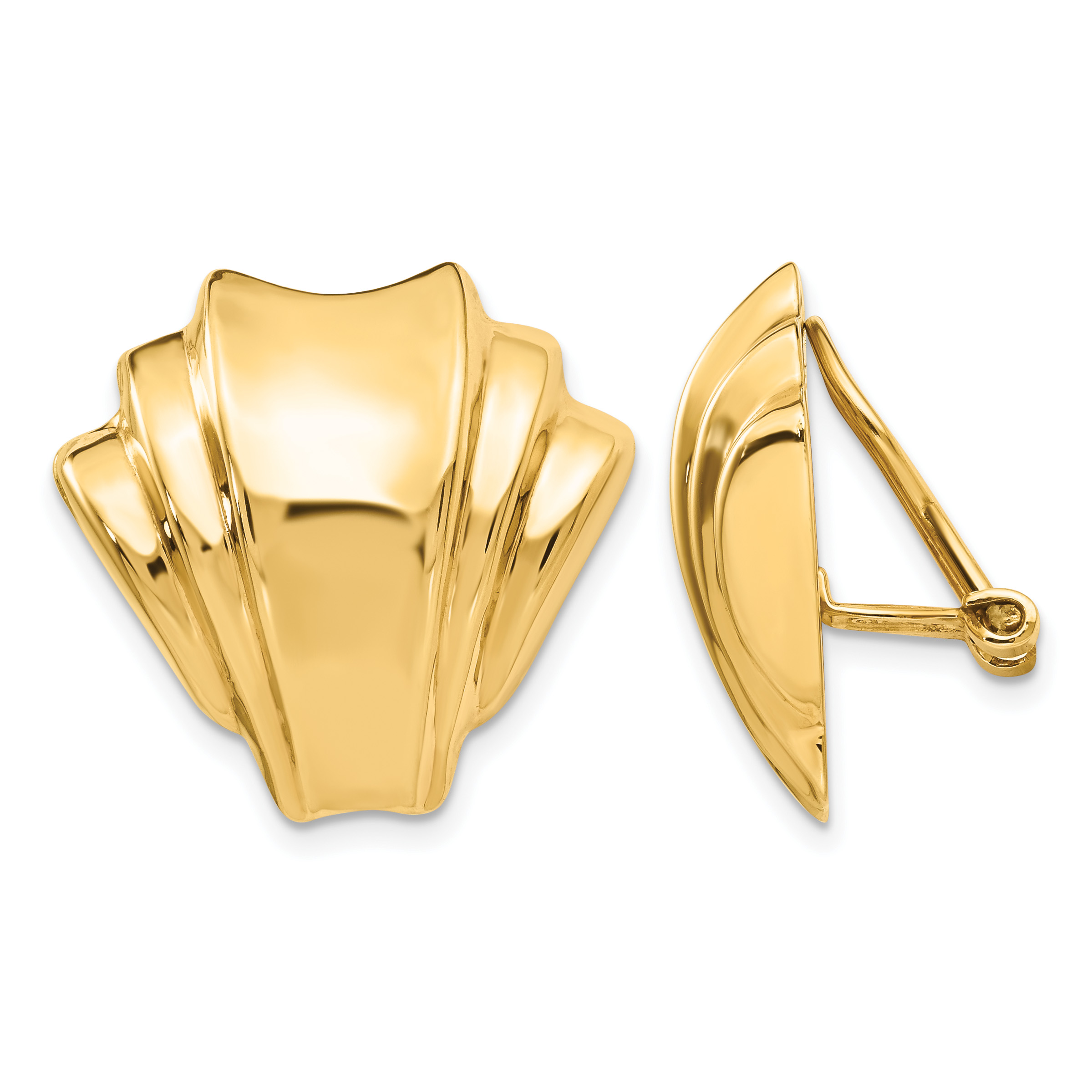 14k Omega Clip Polished Non-pierced Earrings (H916)