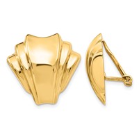 14K Yellow Gold Polished Fan Omega Back Non-pierced Earrings view 1