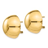 14K 24mm Yellow Gold Polished Half Ball Omega Back Post Earrings view 2