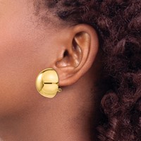 14K 24mm Yellow Gold Polished Half Ball Omega Back Post Earrings view 3