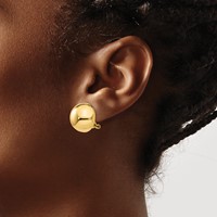 14K 16mm Yellow Gold Polished Half Ball Omega Back Post Earrings view 3