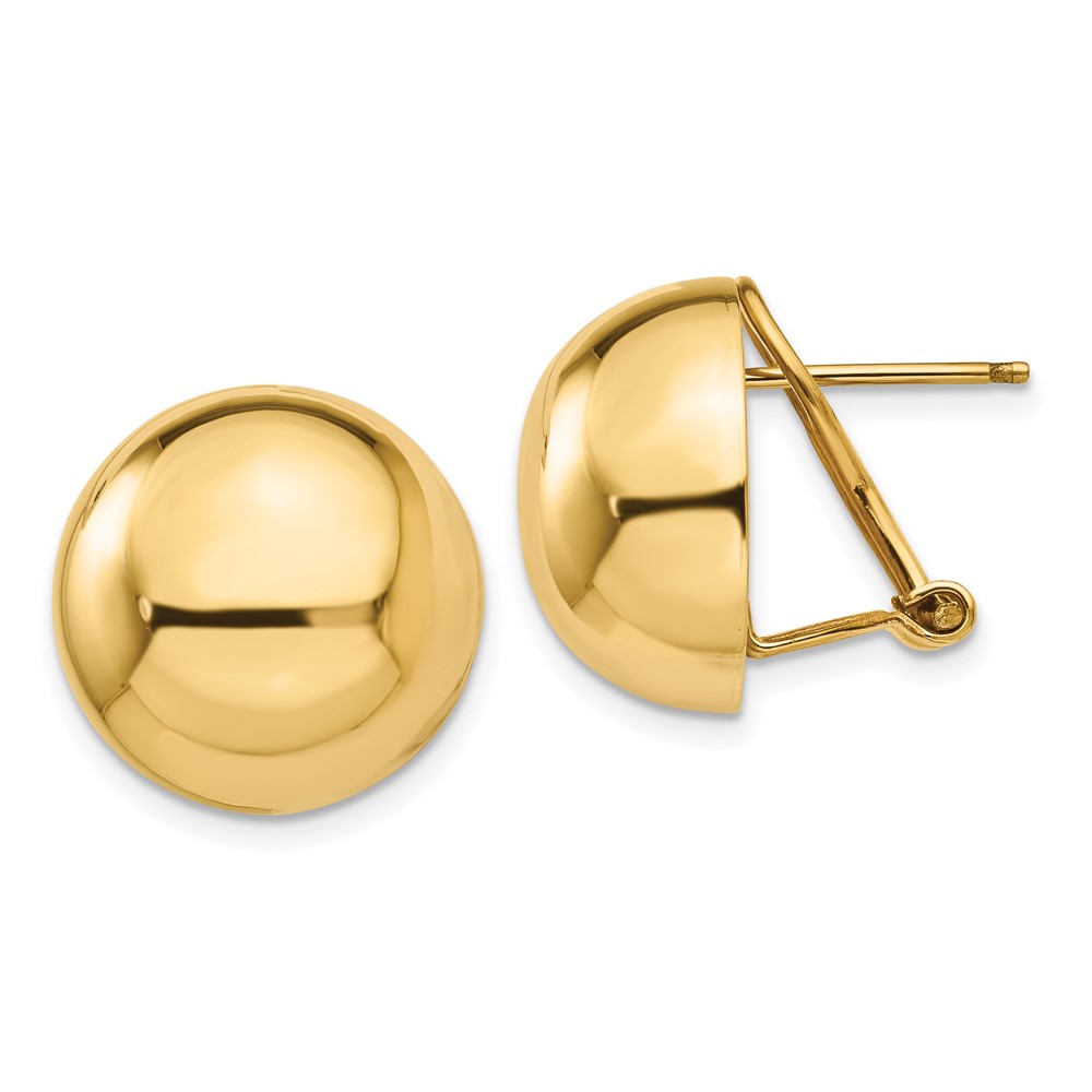 14k Omega Clip 16mm Half Ball Earrings (H920)