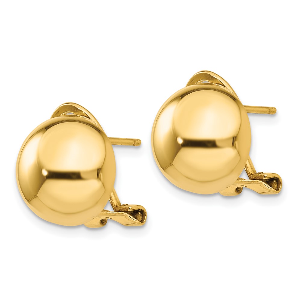 14k Omega Clip 12mm Half Ball Earrings (H921)