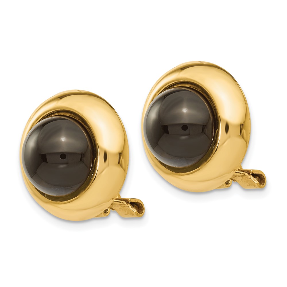 14k Omega Clip Onyx Non-pierced Earrings (H938)