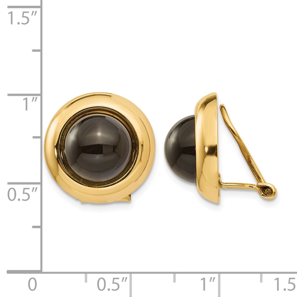 14k Omega Clip Onyx Non-pierced Earrings (H938)