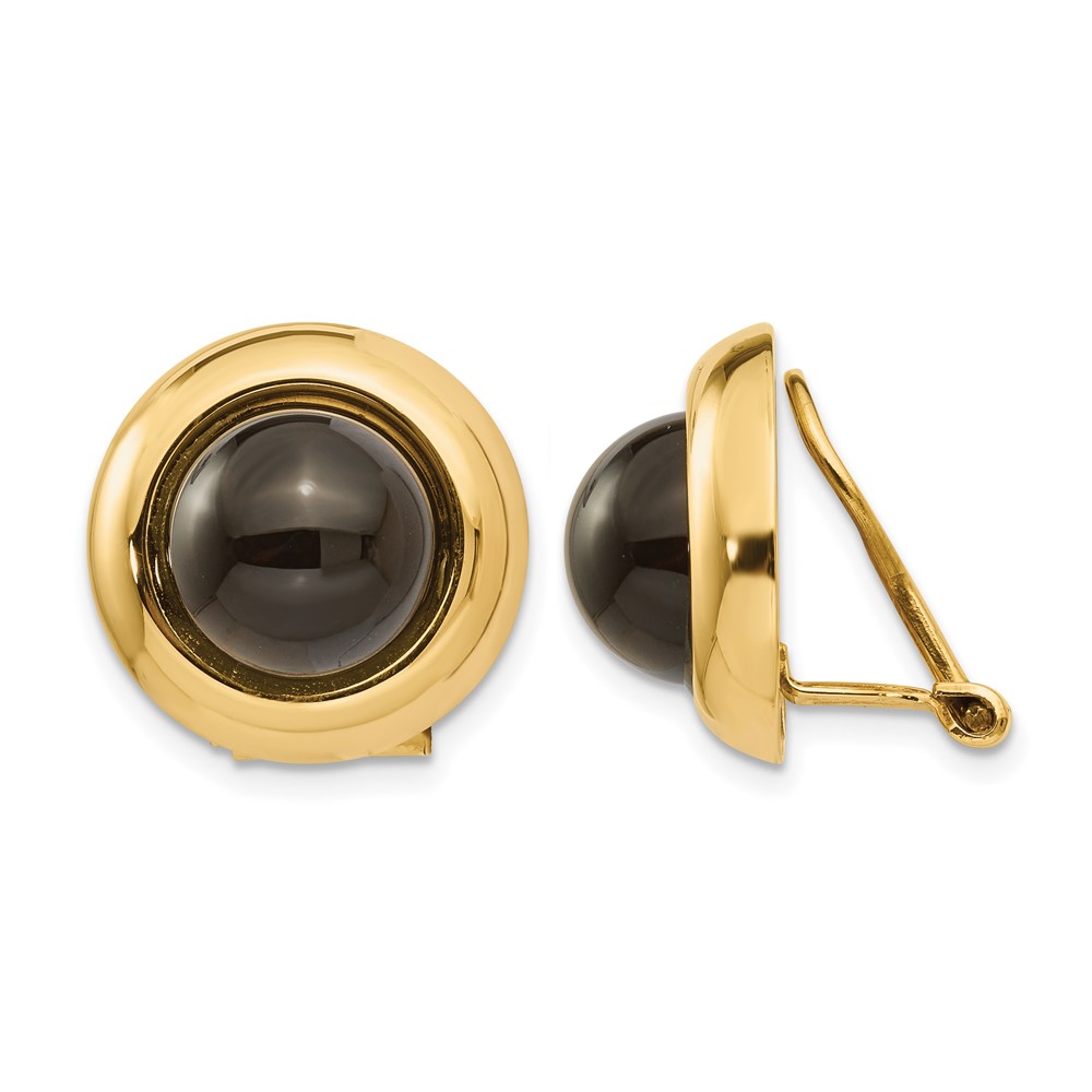 14k Omega Clip Onyx Non-pierced Earrings (H938)