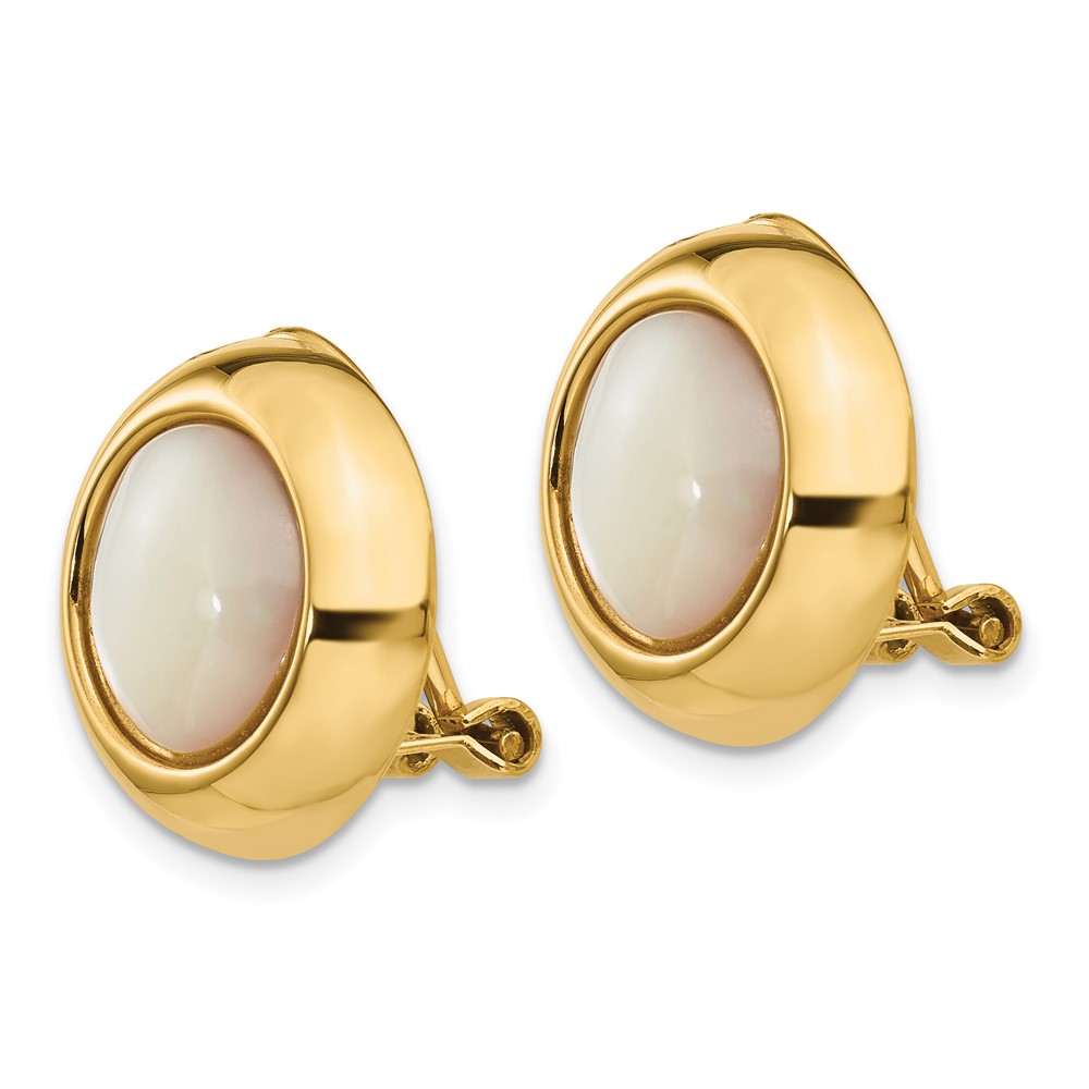 14k Omega Clip MOP Non-pierced Earrings (H940)