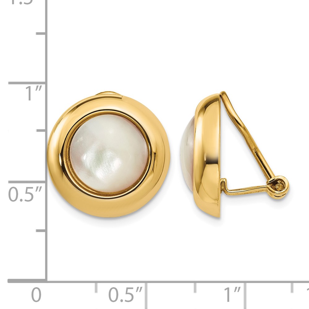14k Omega Clip MOP Non-pierced Earrings (H940)