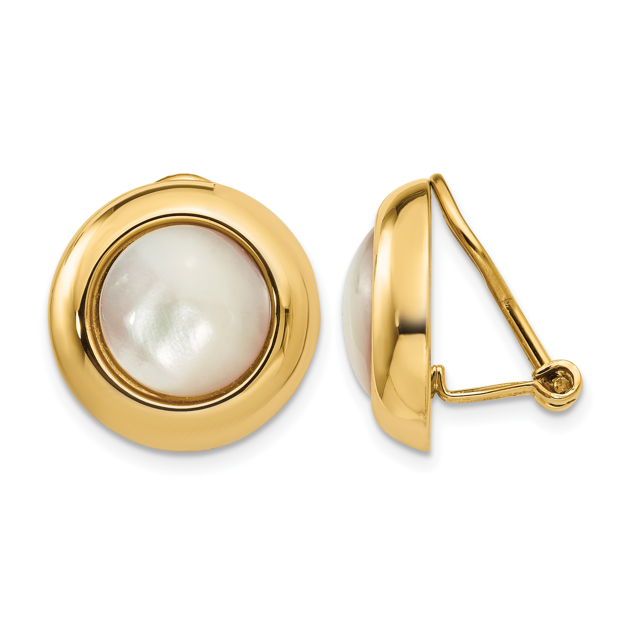 14k Omega Clip MOP Non-pierced Earrings (H940)