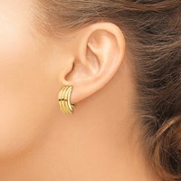 14K Yellow Gold 8.5x 20mm Polished Ribbed Omega Back Post Earrings view 3