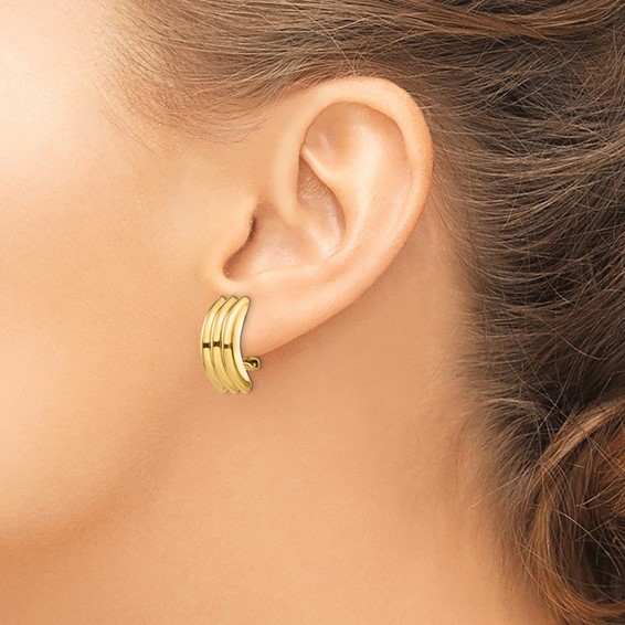 Gold Omega Back Post Earrings