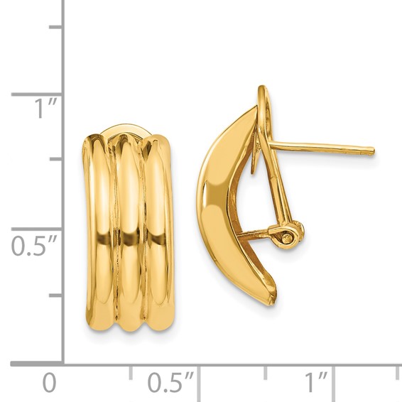 Gold Omega Back Post Earrings