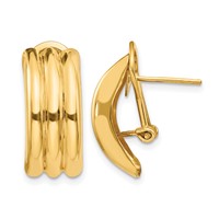 14K Yellow Gold 8.5x 20mm Polished Ribbed Omega Back Post Earrings view 1