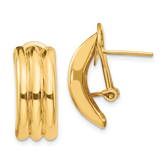 Gold Omega Back Post Earrings