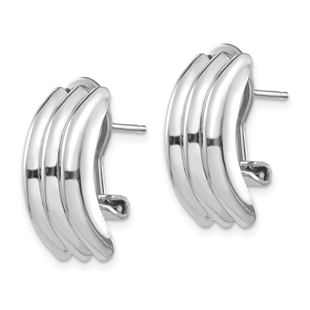 14k White Gold Omega Post Earrings (H955)