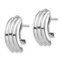 14K White Gold 8.5x 20mm Polished Ribbed Omega Back Post Earrings view 2