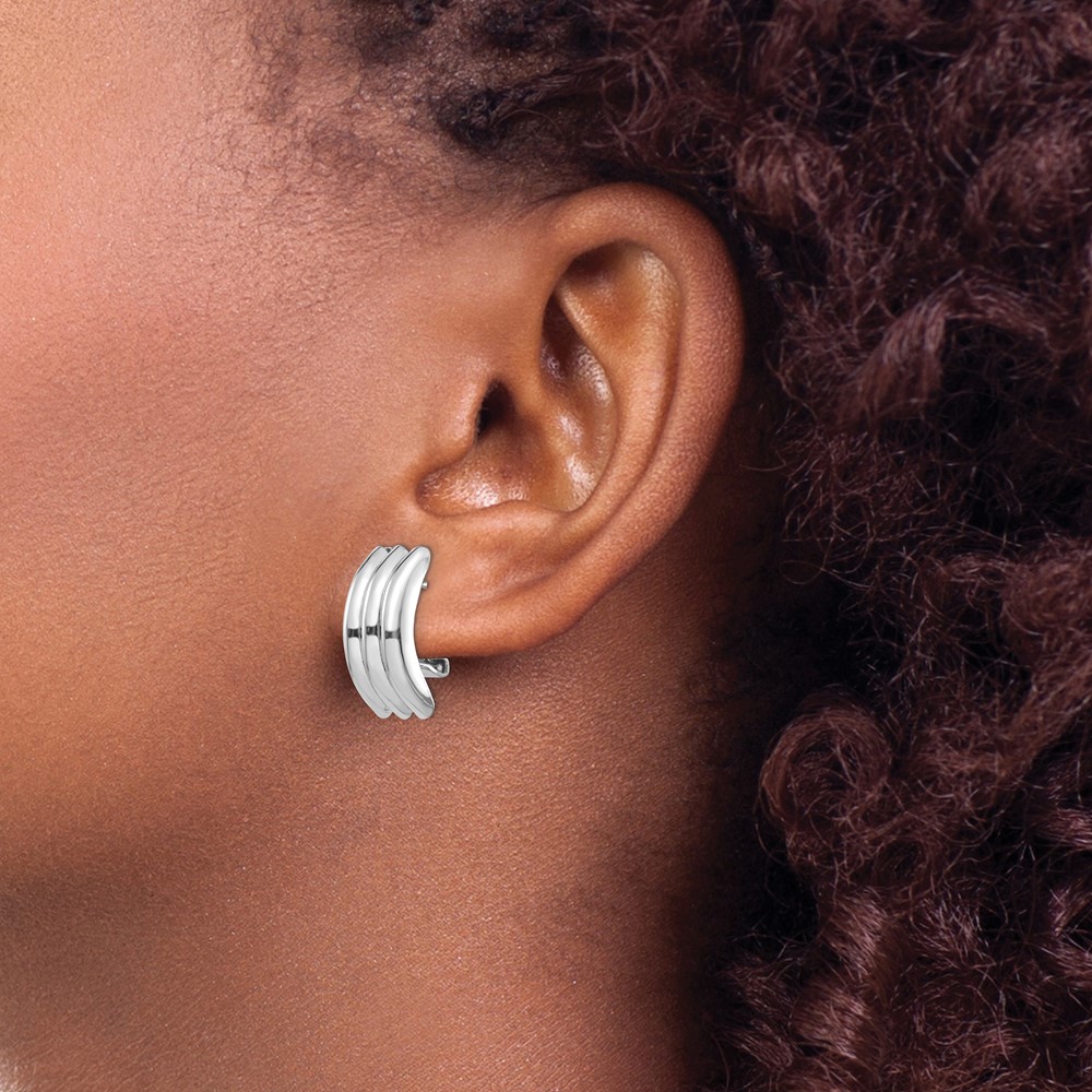 14k White Gold Omega Post Earrings (H955)