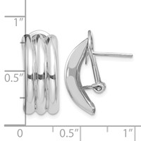 14K White Gold 8.5x 20mm Polished Ribbed Omega Back Post Earrings view 4
