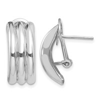 14K White Gold 8.5x 20mm Polished Ribbed Omega Back Post Earrings view 1