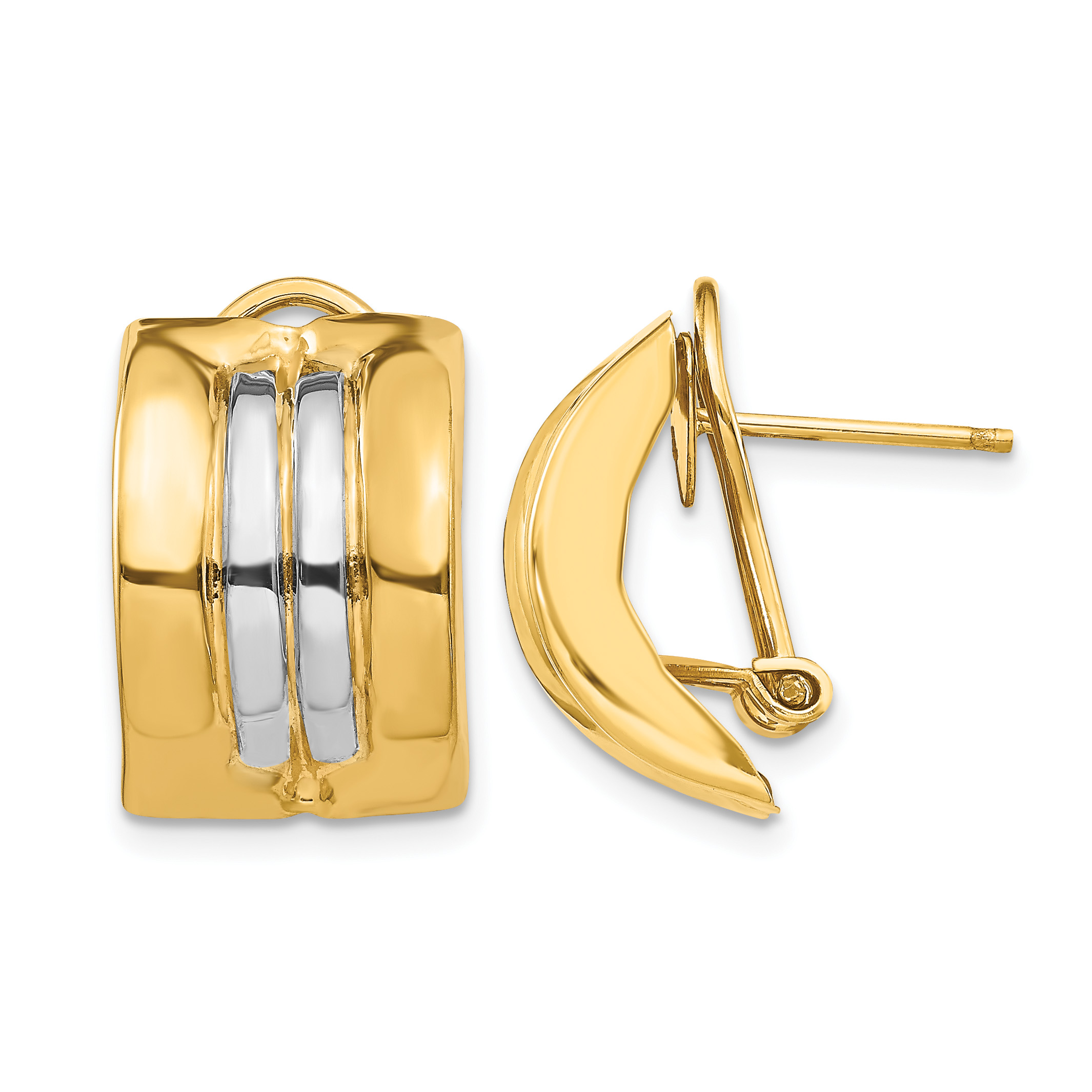 14k & Rhodium Omega Post Earrings (H958)