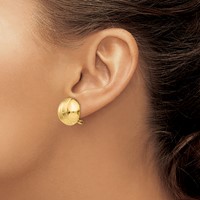 14K 16mm Yellow Gold Ribbed Domed Omega Back Post Earrings view 3