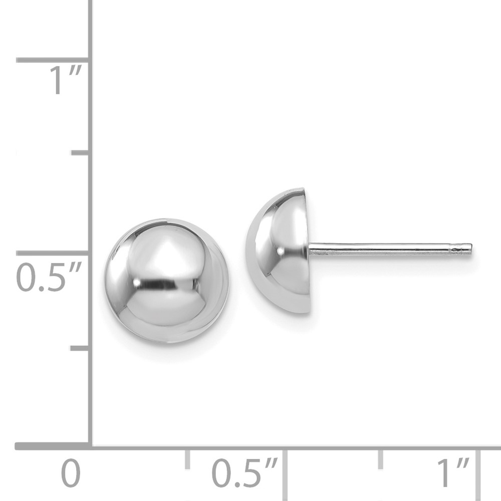 14k White Gold 8mm Half Ball Post Earrings (H968)