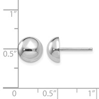 14K White Gold 8mm Polished Half Ball Post Earrings view 4