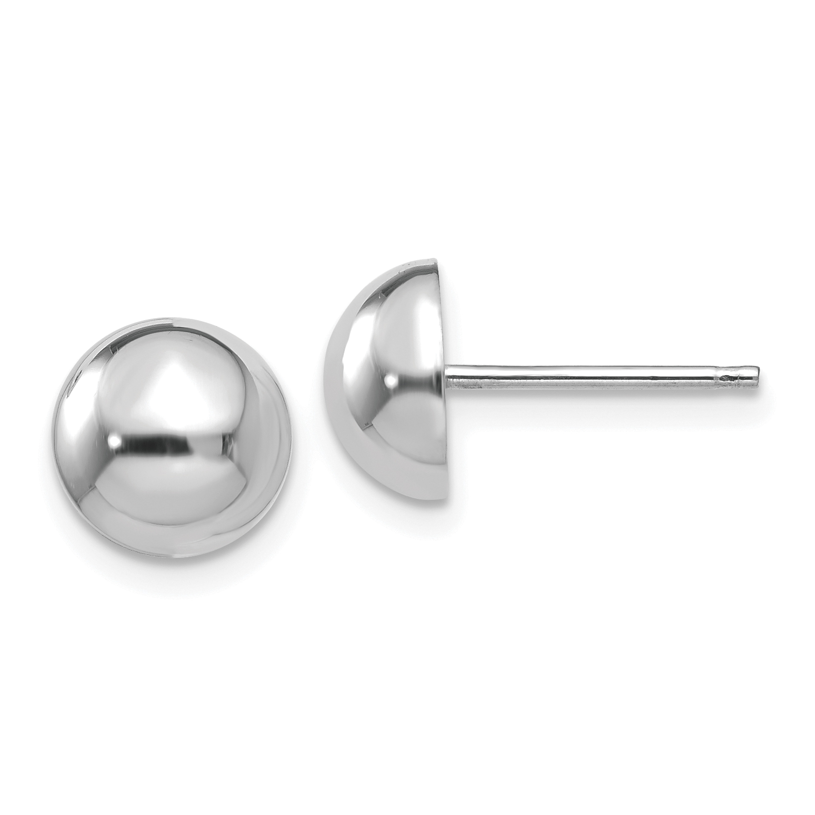 14k White Gold 8mm Half Ball Post Earrings (H968)