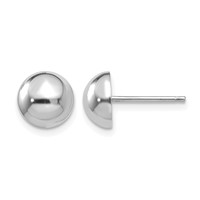 14K White Gold 8mm Polished Half Ball Post Earrings view 1