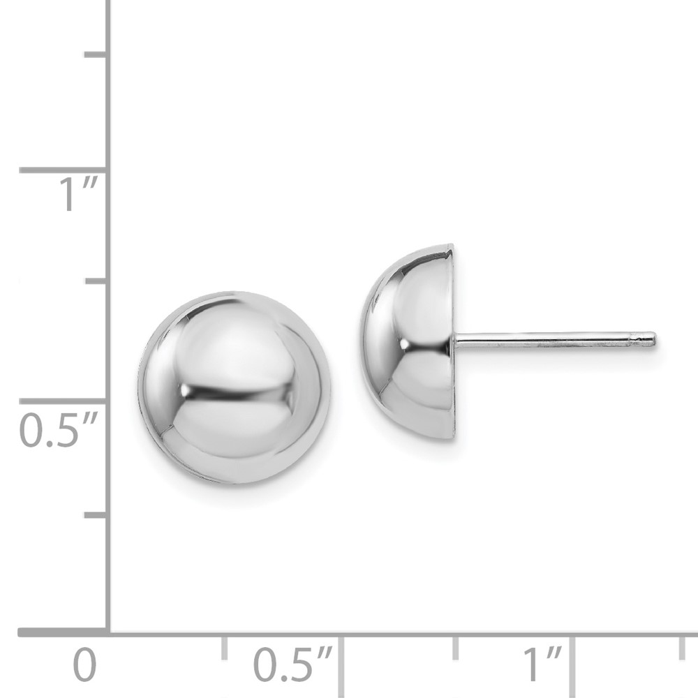 14k White Gold 10mm Half Ball Post Earrings (H969)