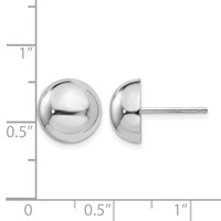 14K White Gold 10mm Polished Half Ball Post Earrings view 4