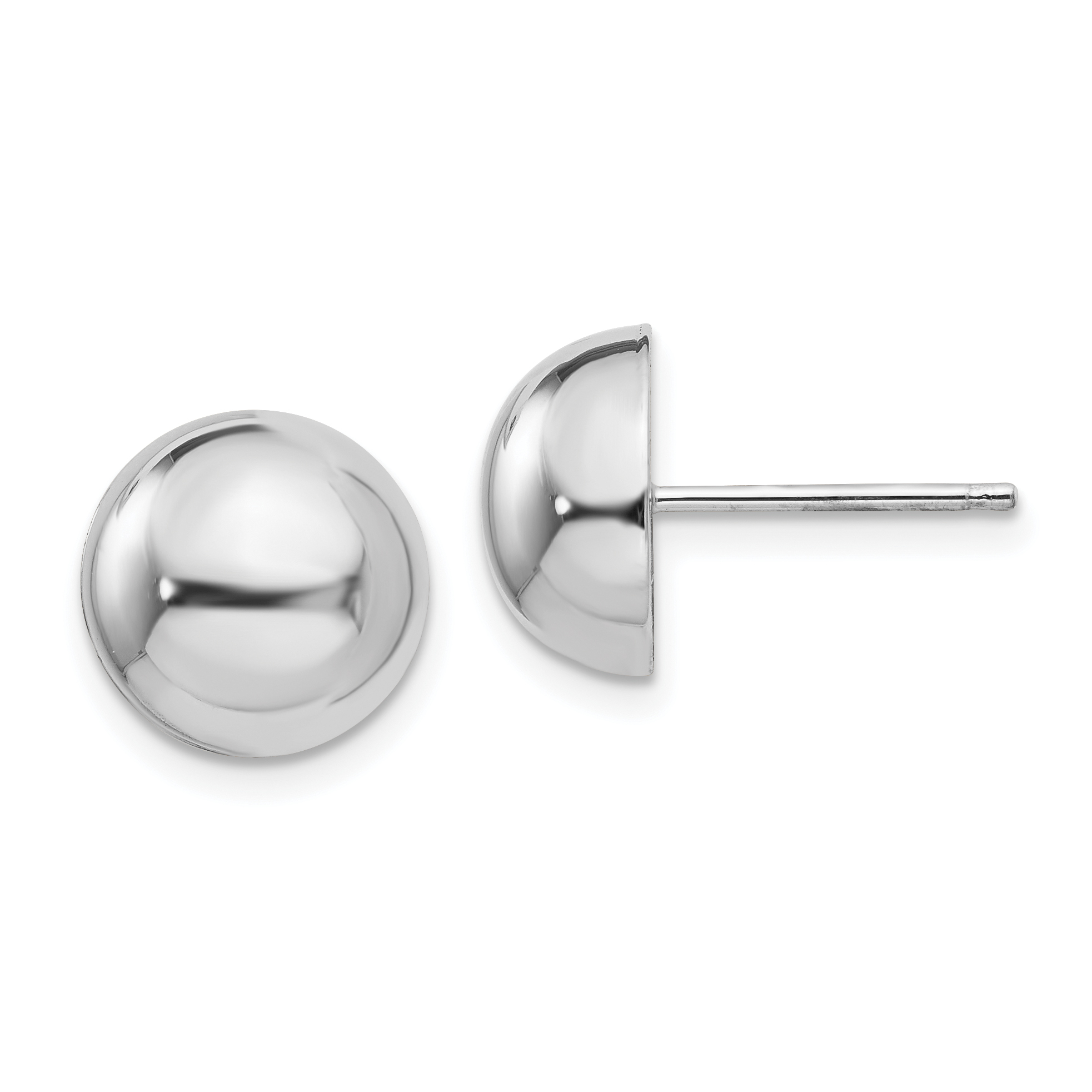 14k White Gold 10mm Half Ball Post Earrings (H969)