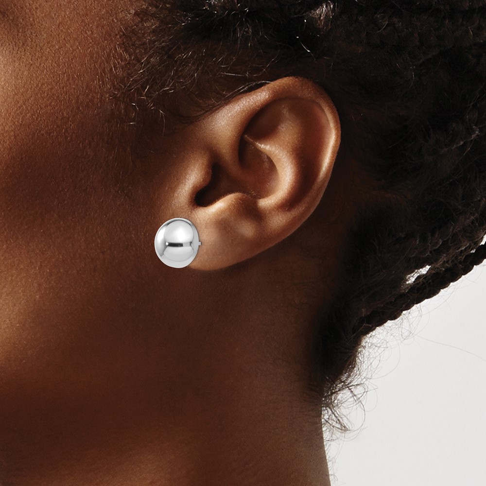14k White Gold 12mm Half Ball Post Earrings (H970)