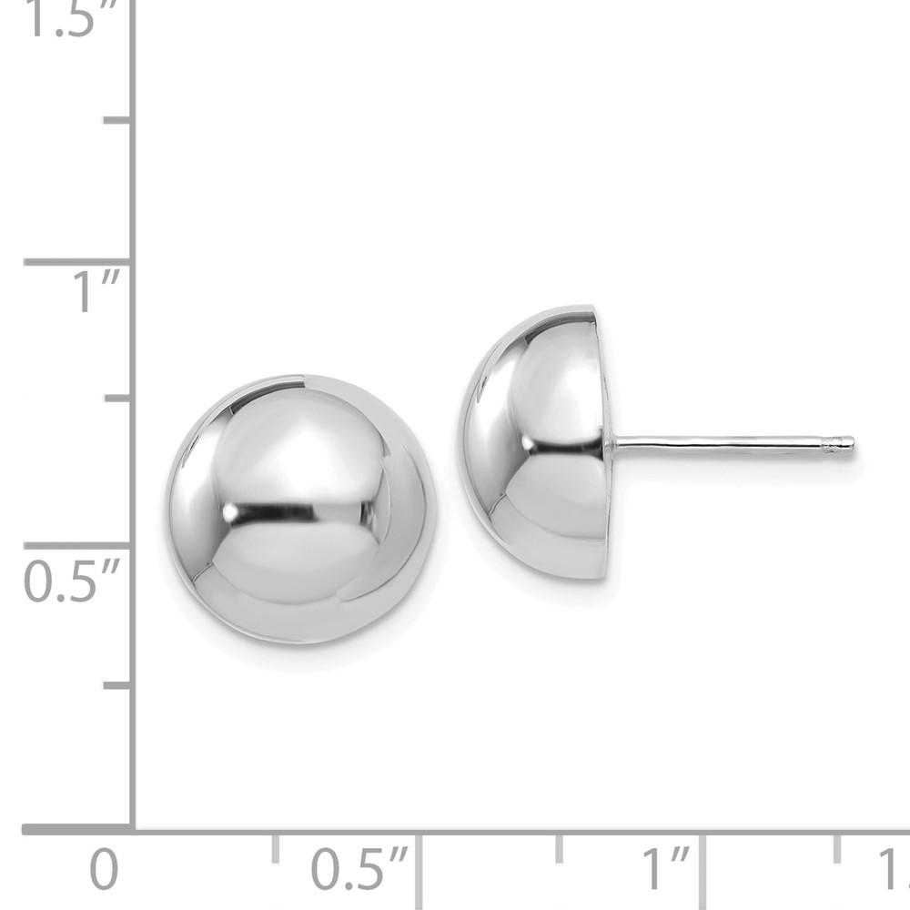 14k White Gold 12mm Half Ball Post Earrings (H970)