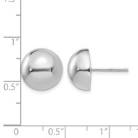 14K White Gold 12mm Polished Half Ball Post Earrings view 4