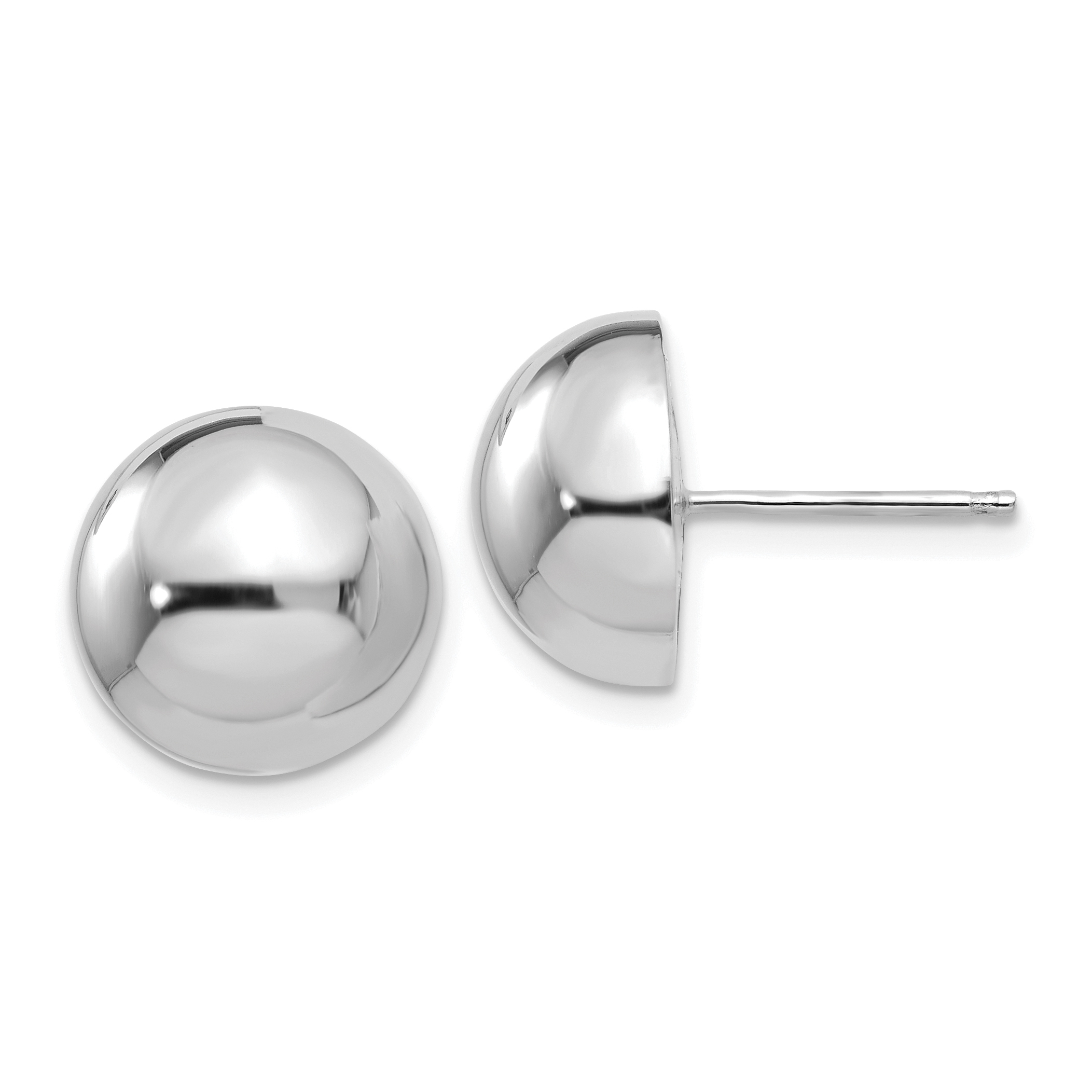 14k White Gold 12mm Half Ball Post Earrings (H970)