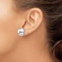 14K White Gold 16mm Polished Half Ball Post Earrings view 3