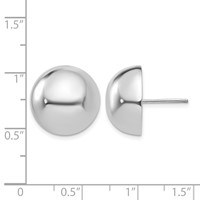 14K White Gold 16mm Polished Half Ball Post Earrings view 4