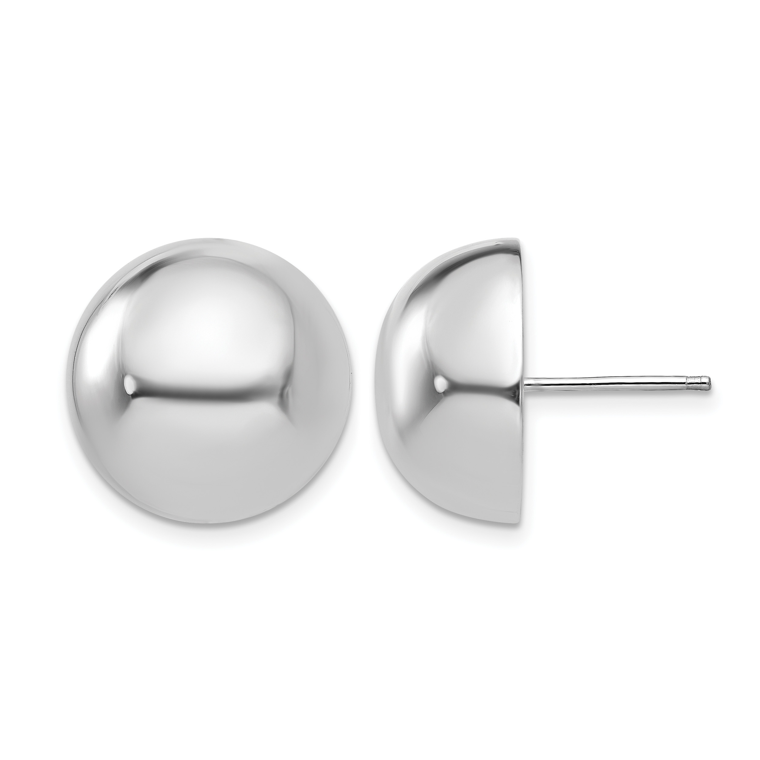 14k White Gold 16mm Half Ball Post Earrings (H971)