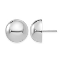 14K White Gold 16mm Polished Half Ball Post Earrings view 1