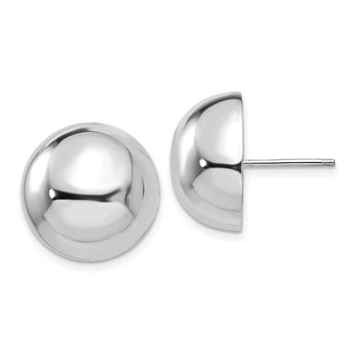 14k White Gold 16mm Polished Half Ball Post Earrings
