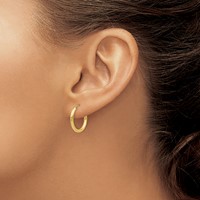 14K Yellow Gold 2x 17mm Polished Round Endless Tube Hoop Earrings view 3